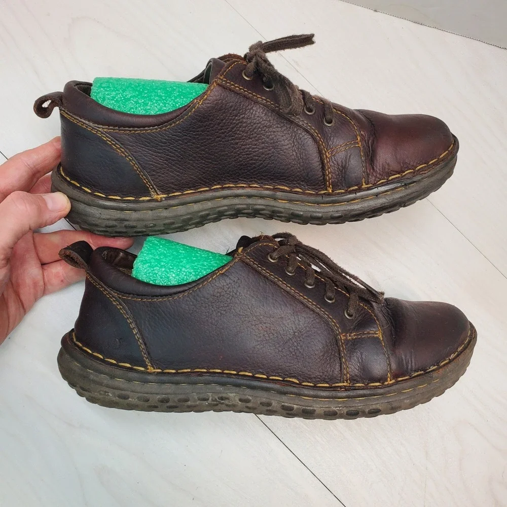 Born Brown Leather Lace-Up Flats